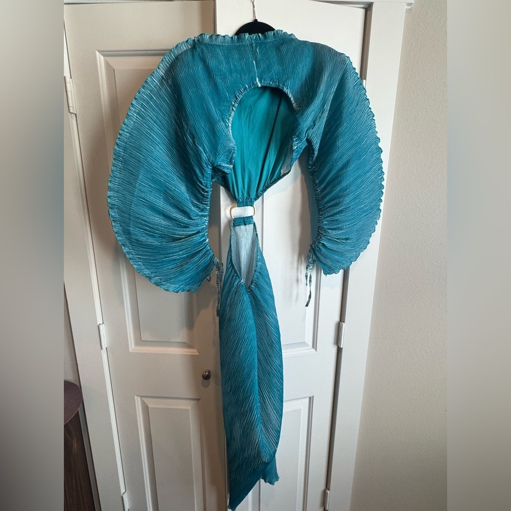 CULT GAIA HIRE AKILAH MIDI DRESS IN CYAN/BLUE - Picture 6 of 8